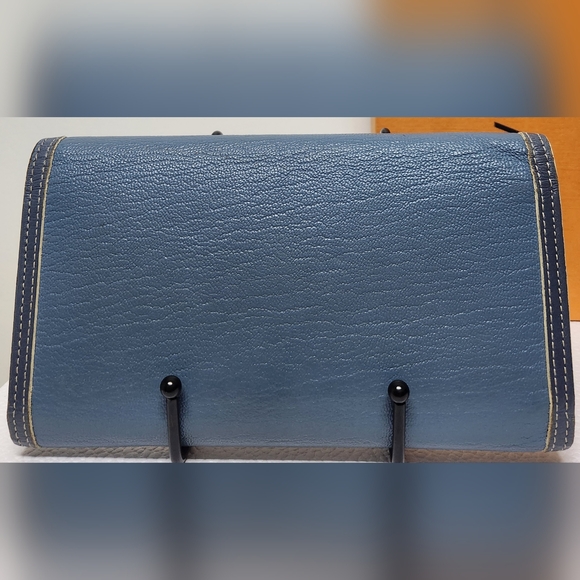 LOUIS VUITTON Mahina Leather Trifold Long Wallet  Denim Blue w/box TH0043 - Picture 8 of 15